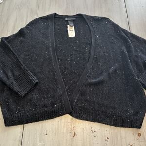 NWT Lane Bryant Sequin Shimmer Open Front Cardigan Sweater 3/4 Sleeve 18/20